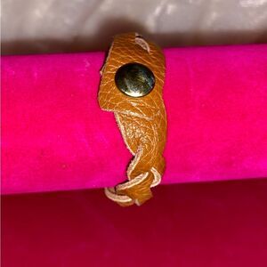 Vintage brown leather braided bracelet